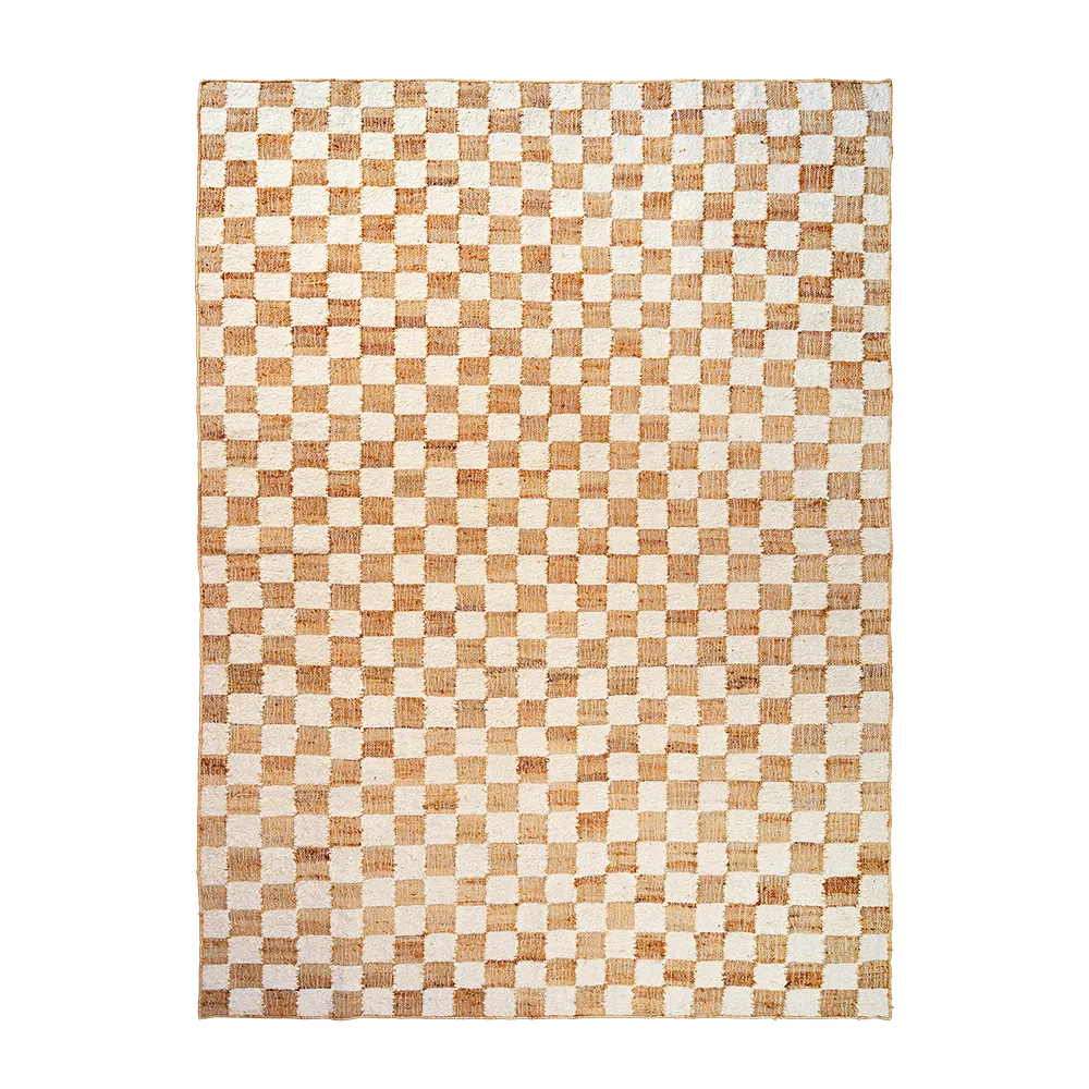 Ferm Living, Käsinkudottu Villamatto Check 200x300 cm Off-White
