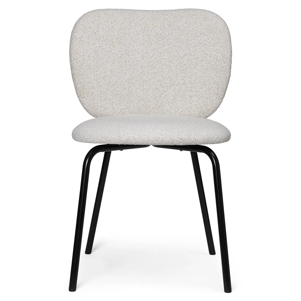 Ferm Living, Rico Ruokapöydän tuoli Black Soft Bouclé - Off-white/Sand