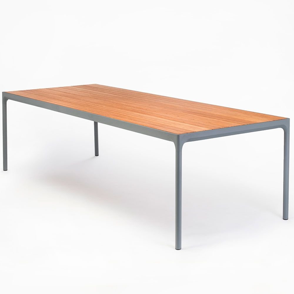 Houe, Four ruokapöytä 210x90 cm harmaa/bambu alumiini