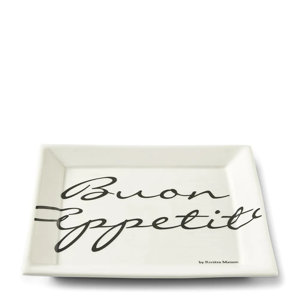 Riviera Maison, Buon Appetito neliömäinen lautanen 22 x 22 cm