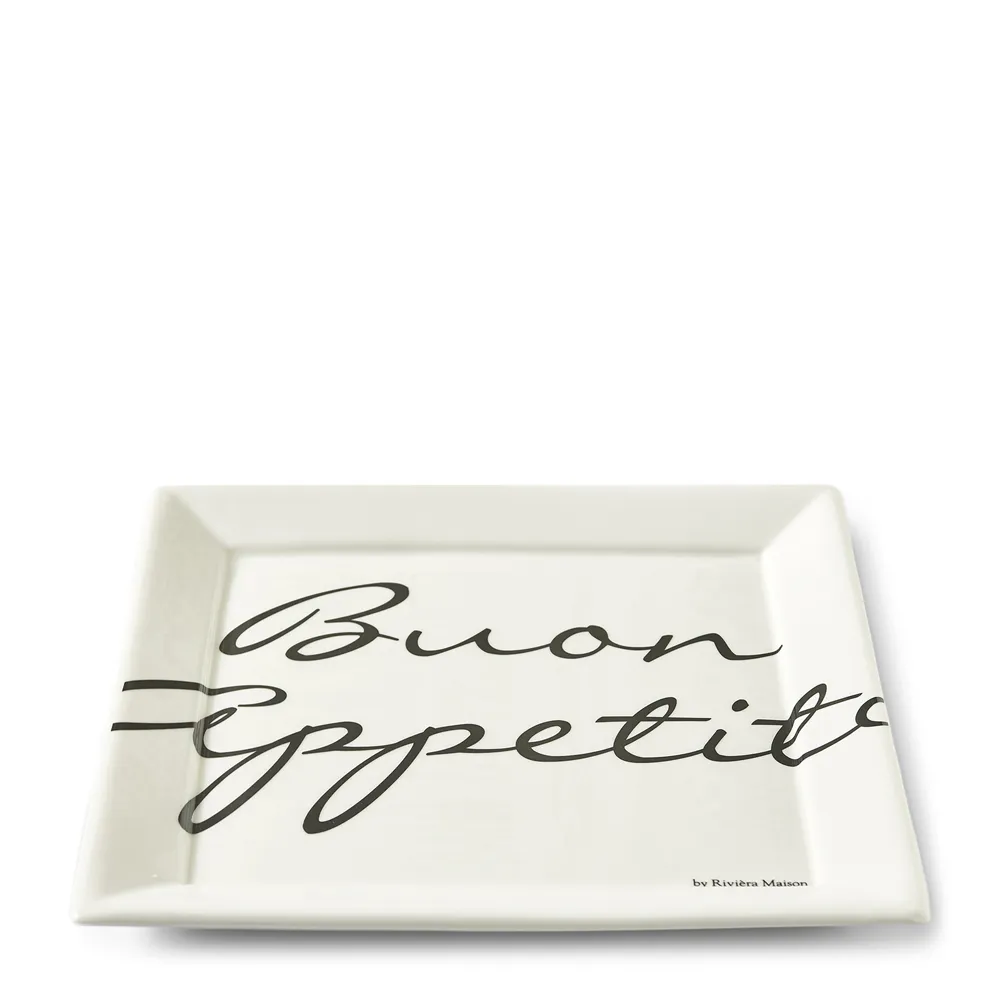 Riviera Maison, Buon Appetito neliömäinen lautanen 26 x 26 cm