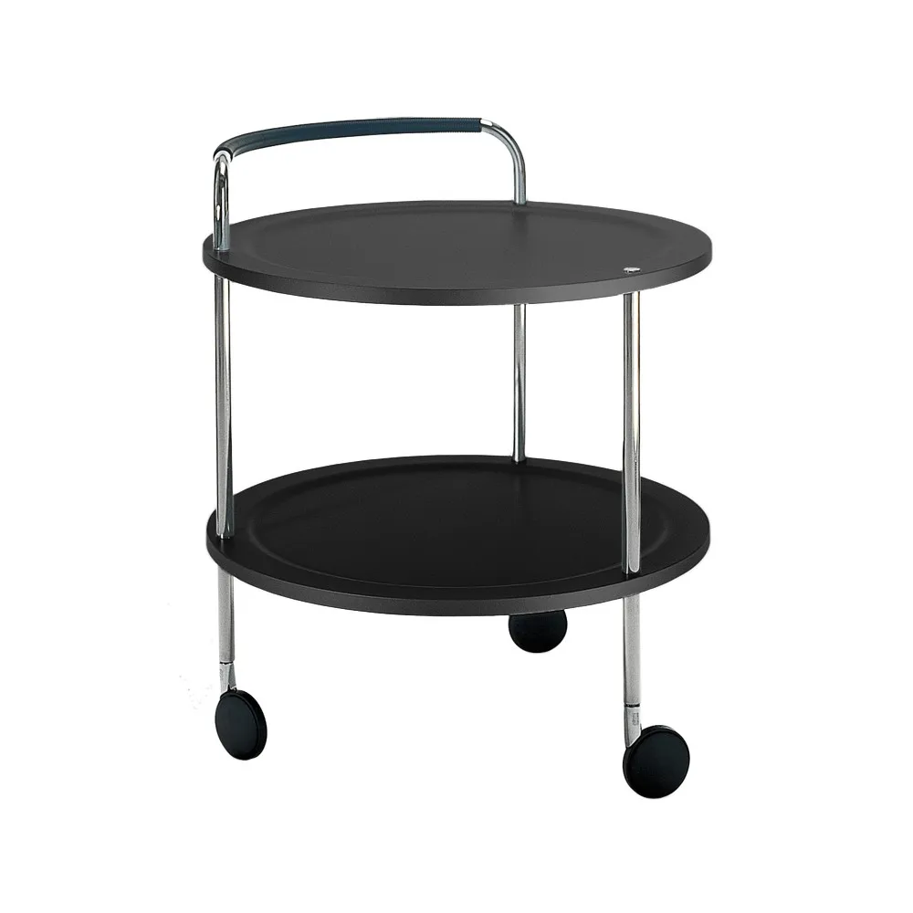 SMD Design Trolley Round basic tarjoiluvaunu Tummanharmaa, kromirunko