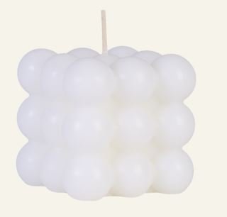 Bubble square koristekynttilä valkoinen