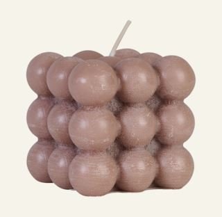 Bubble square koristekynttilä beige