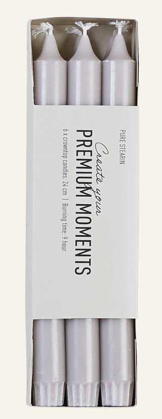 Premium stearin 6pk kruunukynttilä utuinen vaaleanpunainen