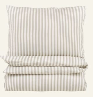 Classic stripe pussilakanasetti puuvillaa beige