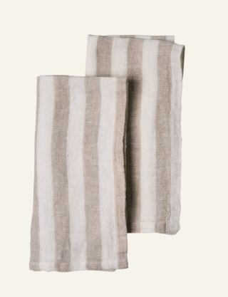 Atelier stripe pellavaservetti beige
