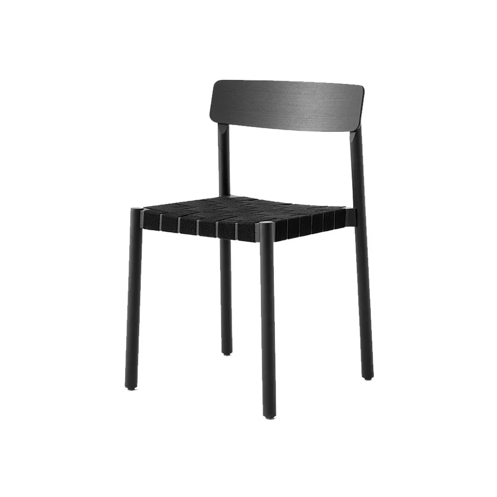 &Tradition Betty TK1 tuoli Black, musta punottu pellavanauhaistuinosa