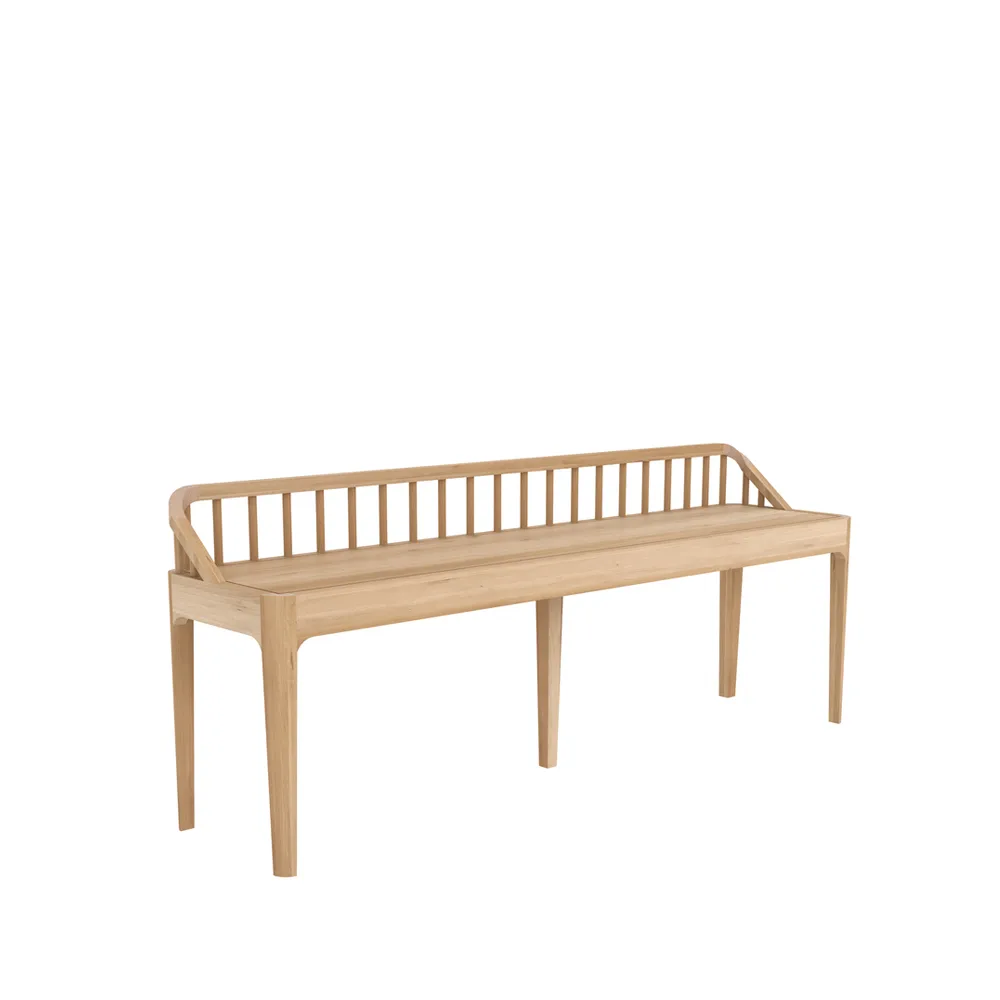 Ethnicraft Spindle penkki 60 x 150 cm Tammi selkänojalla