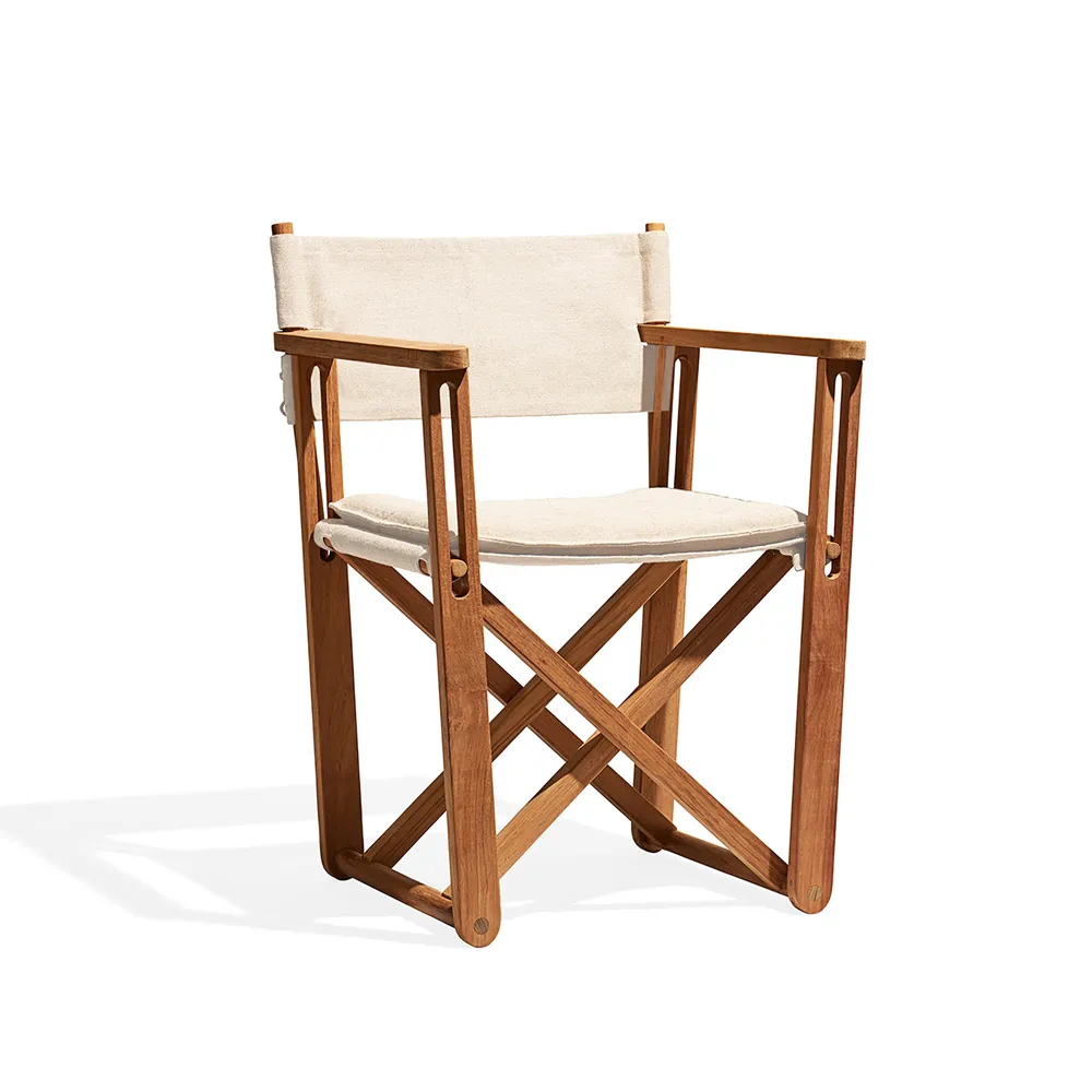 Skargaarden Kryss Lounge nojatuoli Sunbrella Heritage Papyrus beige, tiikki