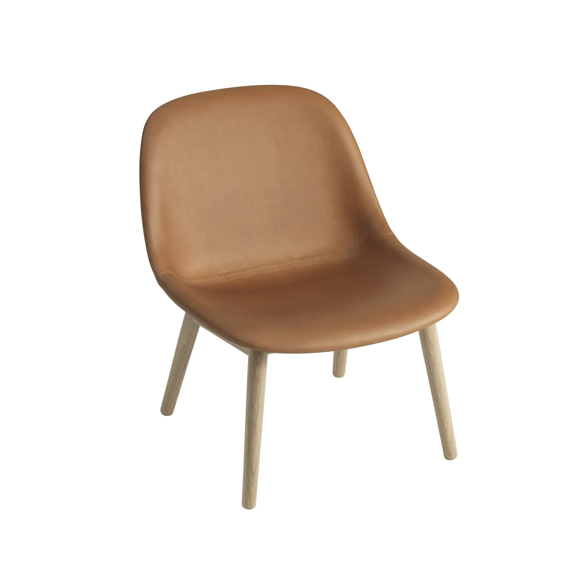 Muuto Fiber Lounge tuoli, jalat tammea cognac