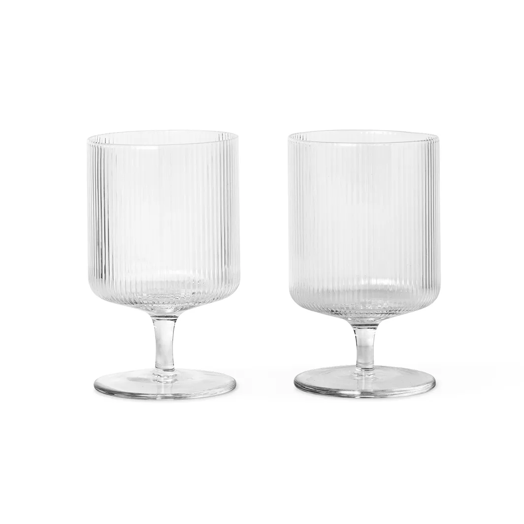 Ferm Living Ripple viinilasit Kirkas lasi