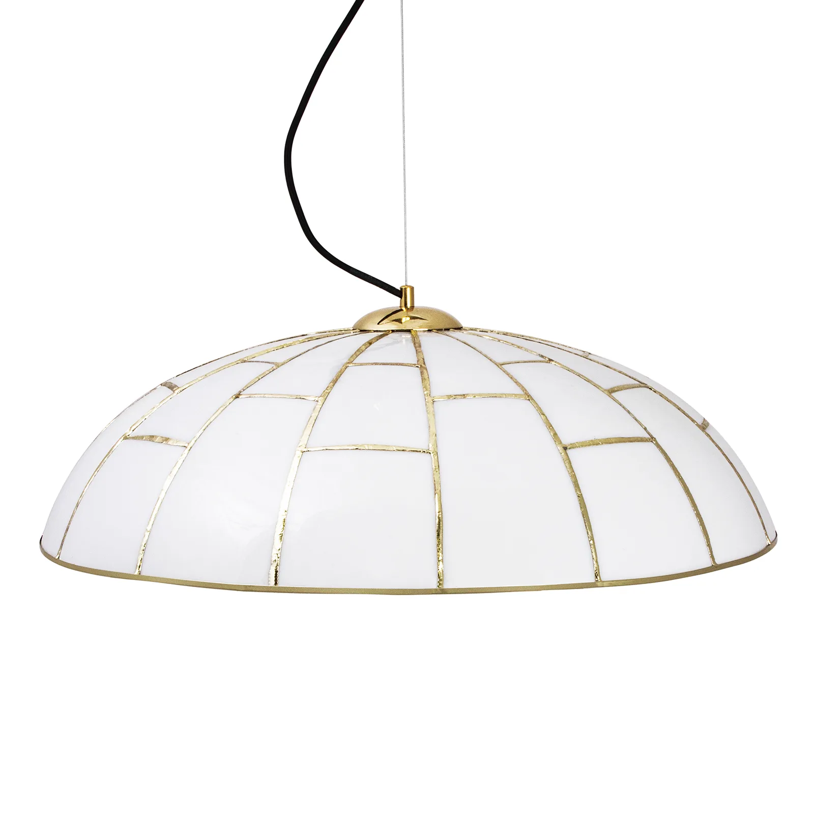 Globen Lighting Ombrello hissivalaisin Ø 60 cm, valkoinen lasi Messinki