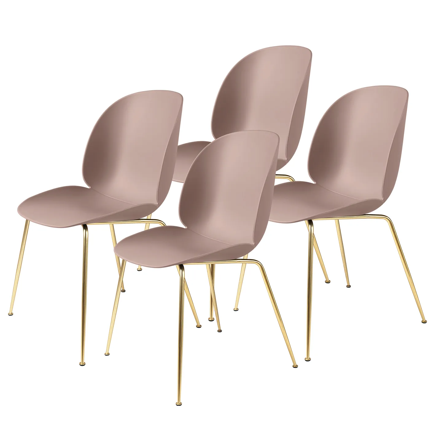 GUBI Beetle tuoli messinkijalat, 4-pakkaus Sweet Pink