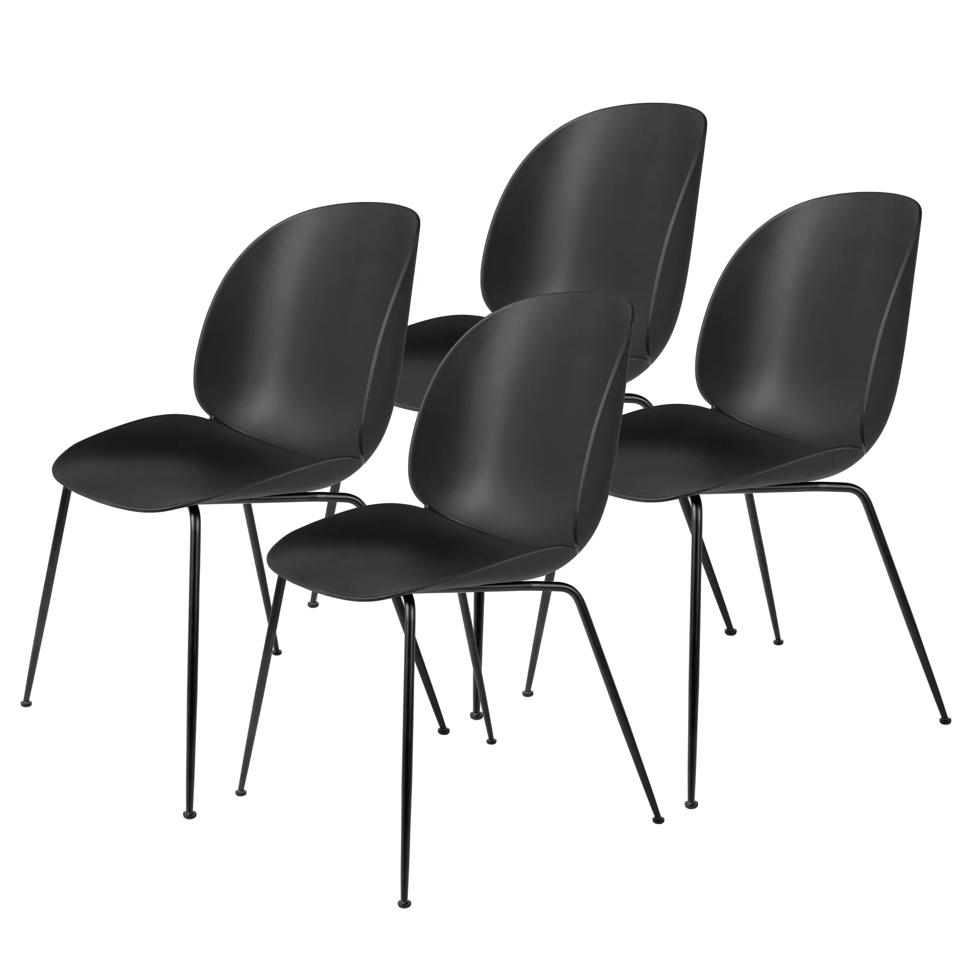 GUBI Beetle tuoli mustat jalat, 4-pakkaus Black