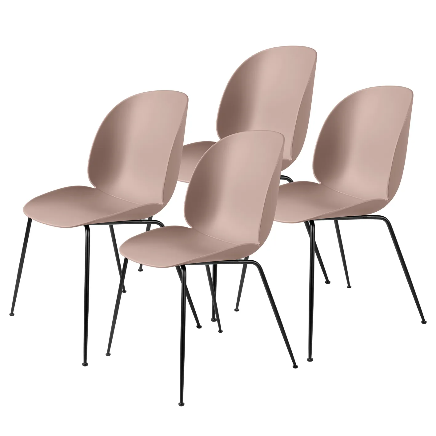 GUBI Beetle tuoli mustat jalat, 4-pakkaus Sweet Pink