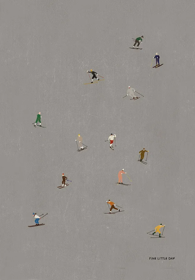 Fine Little Day Skiers juliste 50x70 cm Harmaa