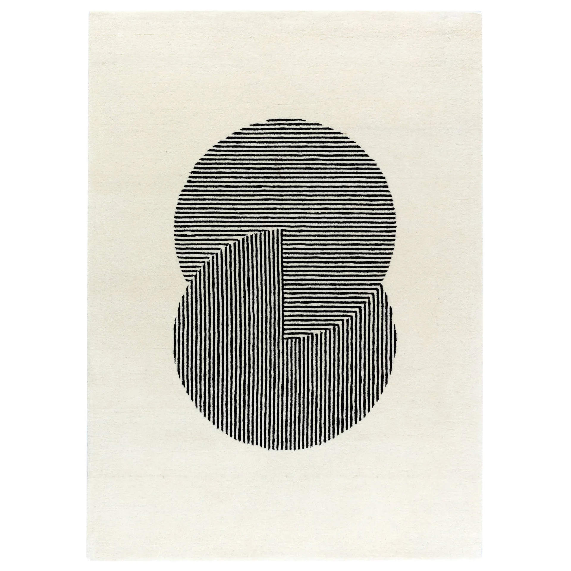 NJRD Circles-villamatto, luonnonvalkoinen 200x300 cm