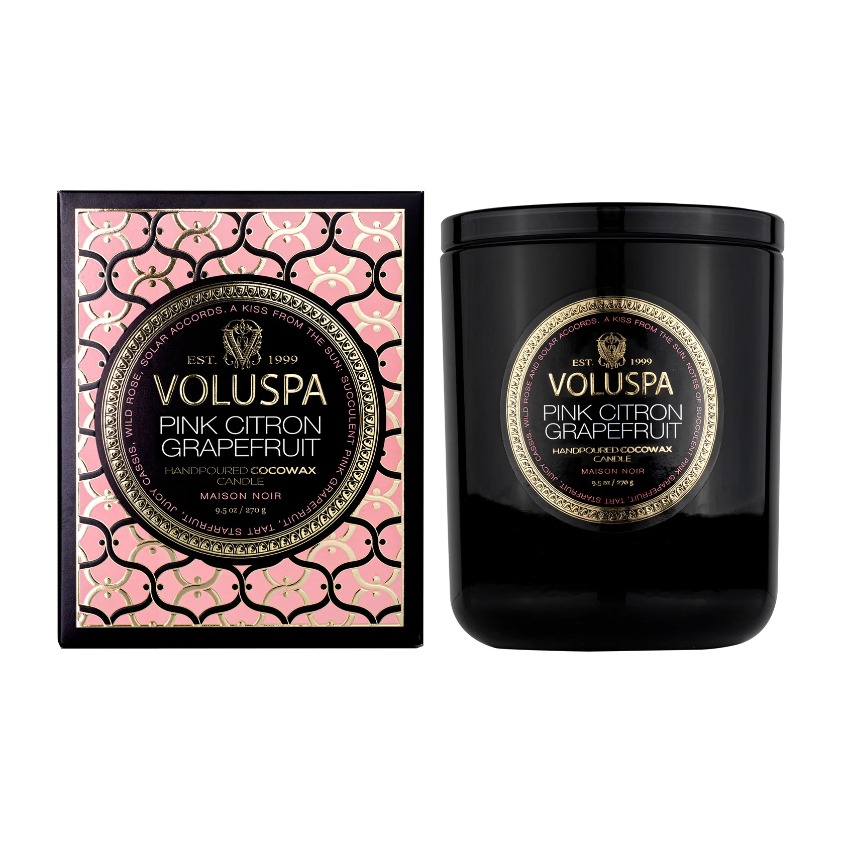 Voluspa Classic Maison Noir tuoksukynttilä 60 tuntia Pink Citron Grapefruit