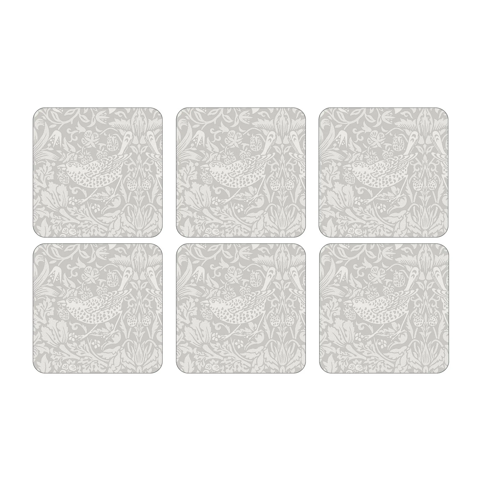 Pimpernel Strawberry Thief -lasinalunen 6-pakkaus Grey