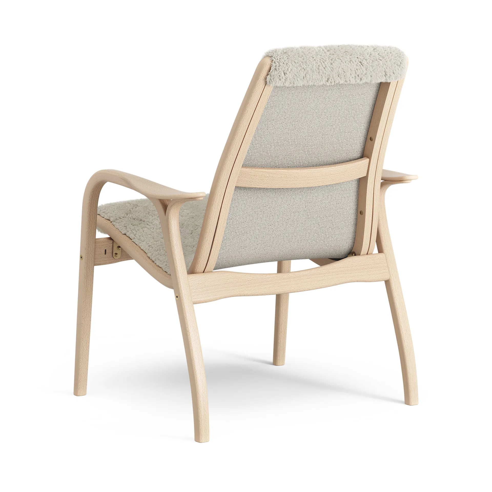 Swedese Laminett nojatuoli lakattu pyökki/lampaannahka Moonlight (beige)