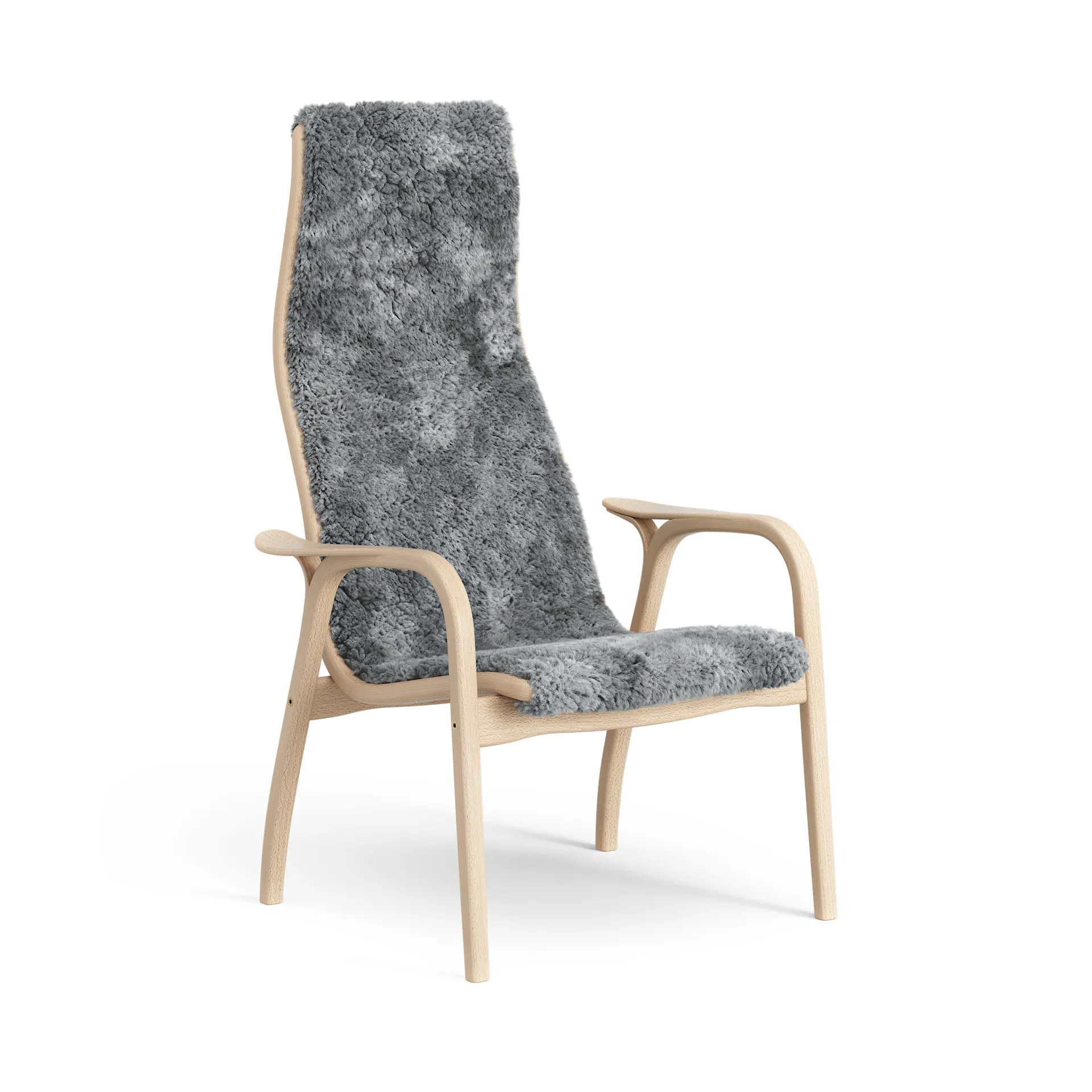 Swedese Lamini lasten nojatuoli lakattu pyökki/lampaannahka Scandinavian Grey (harmaa)