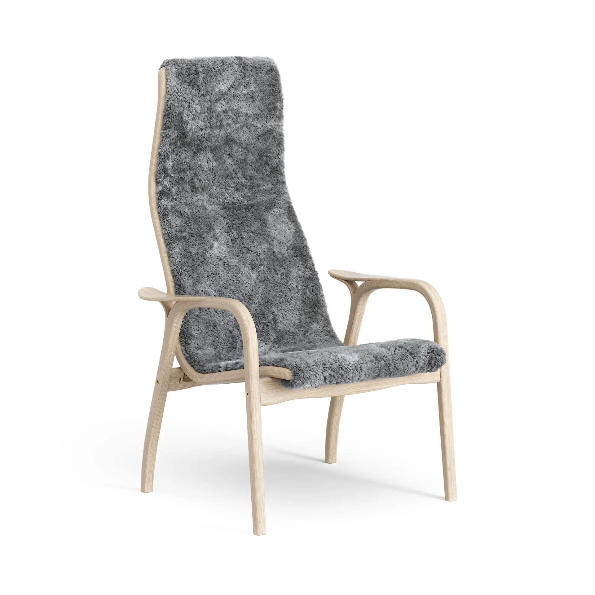 Swedese Lamino nojatuoli valkopigmentoitu tammi/lampaannahka Scandinavian Grey (harmaa)