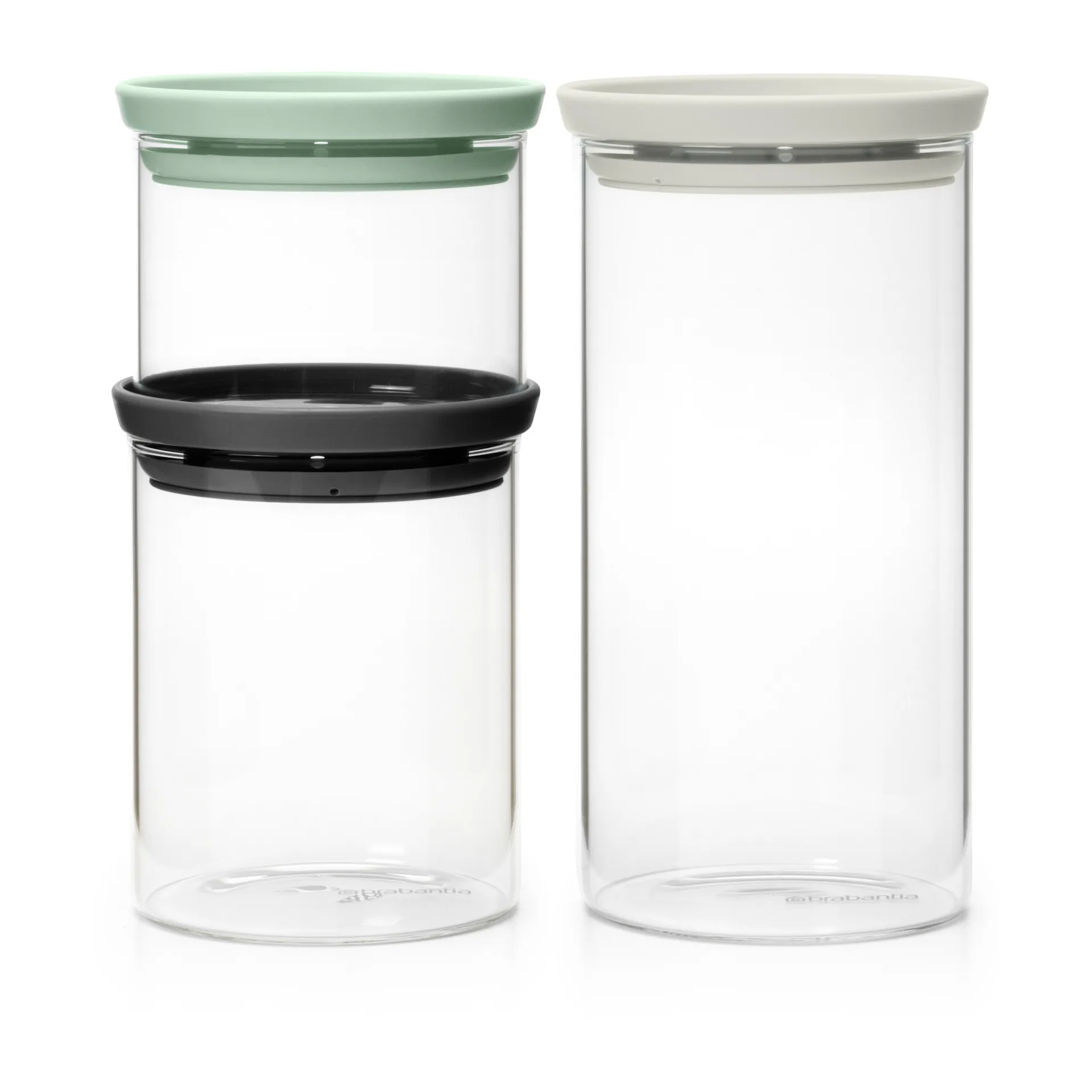 Brabantia Brabantia lasipurkki 3 kpl Musta-harmaa-vihreä