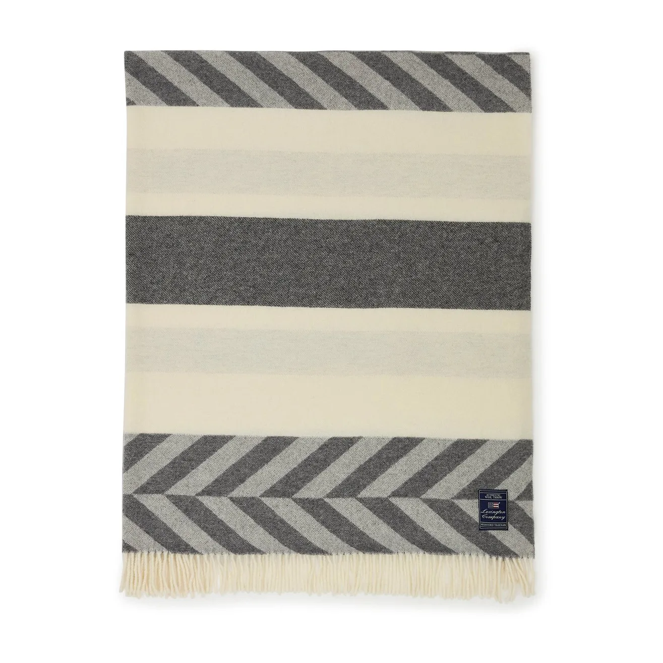 Lexington Herringbone Striped Recycled Wool peite 130x170 cm Gray-off white