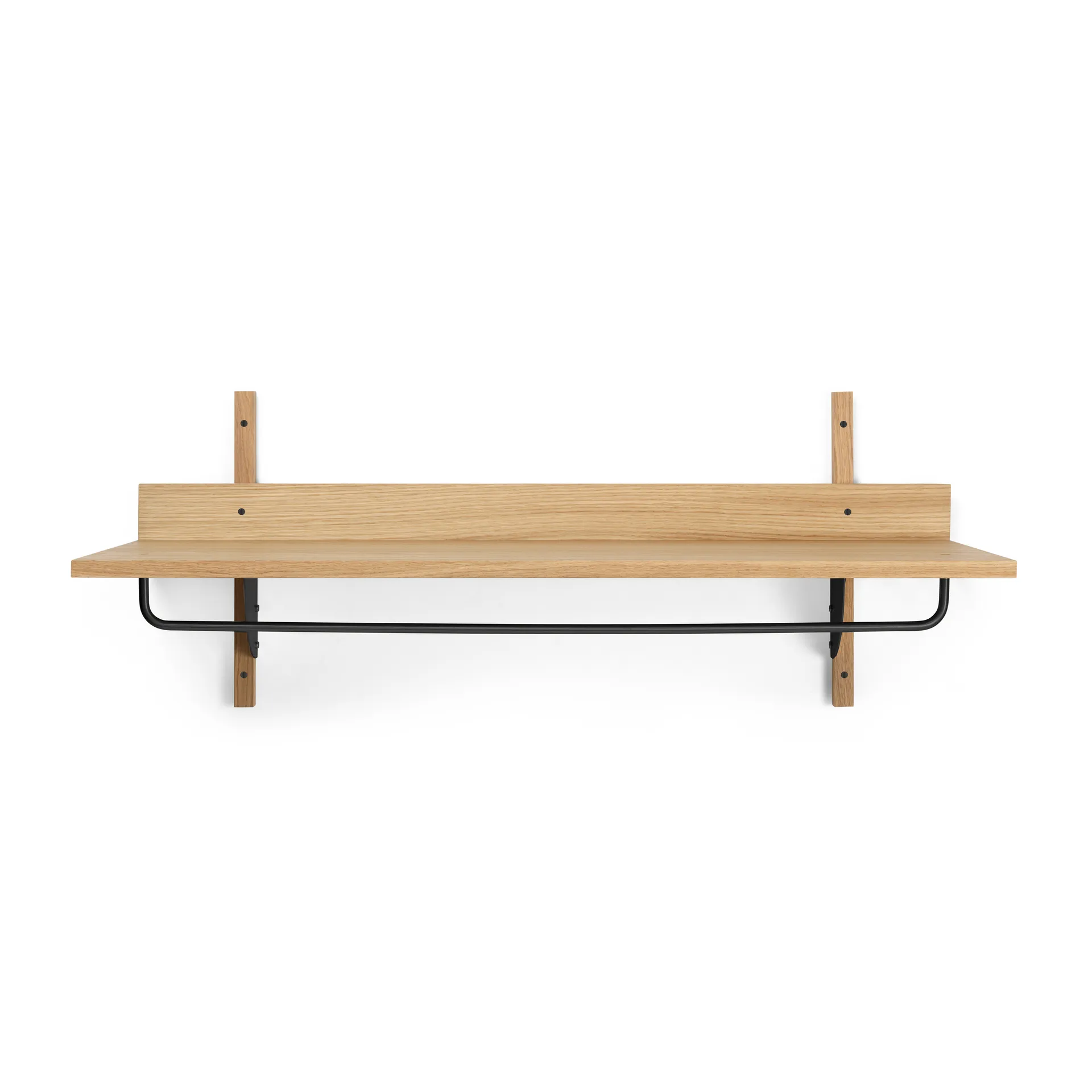 Ferm Living Sector hylly tangolla 37x87 cm Tammi-musta messinki