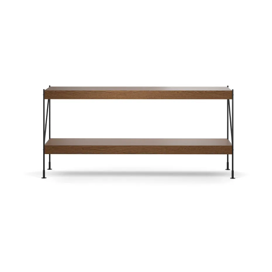 Audo Copenhagen Zet hyllyjärjestelmä Oak dark stained, 1x2, black steel base