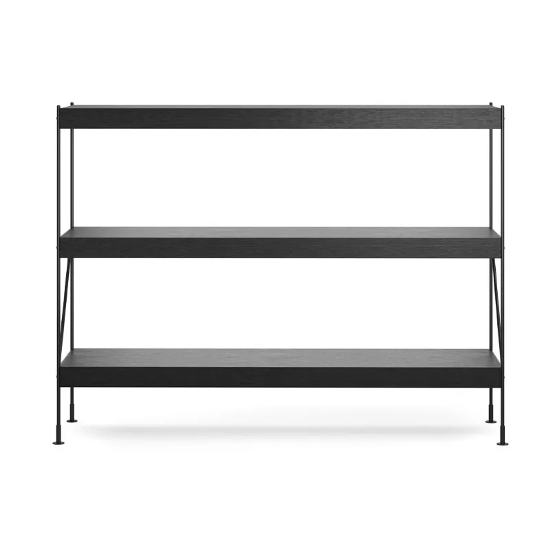 Audo Copenhagen Zet hyllyjärjestelmä Oak black stained, 1x3, black steel base