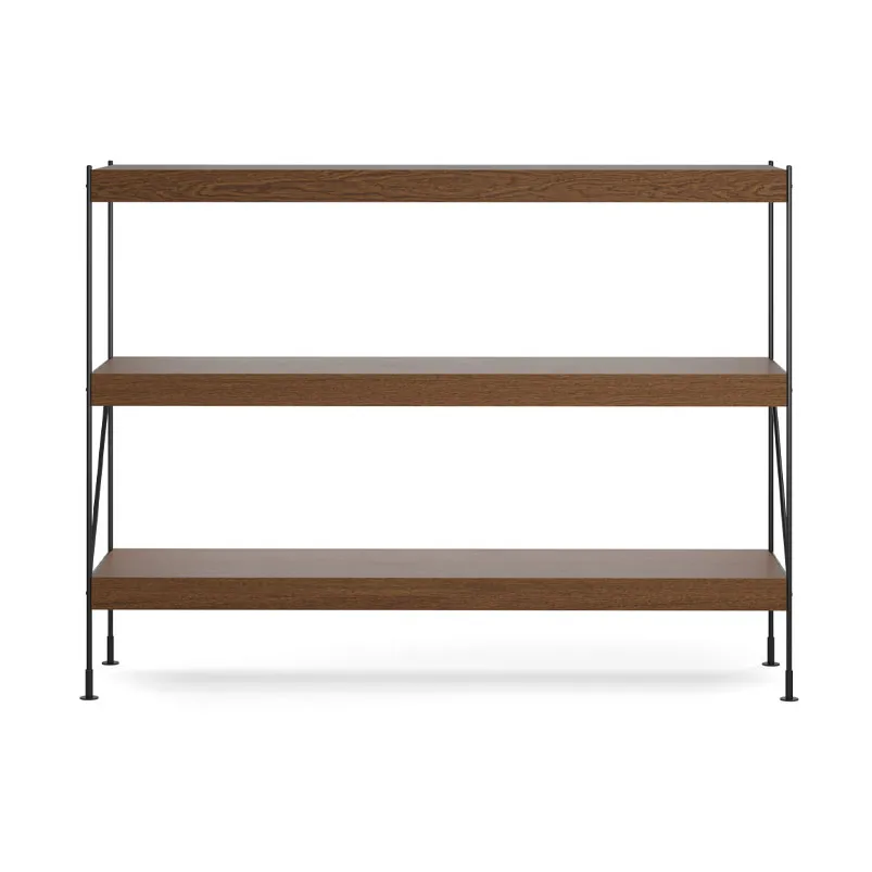 Audo Copenhagen Zet hyllyjärjestelmä Oak dark stained, 1x3, black steel base