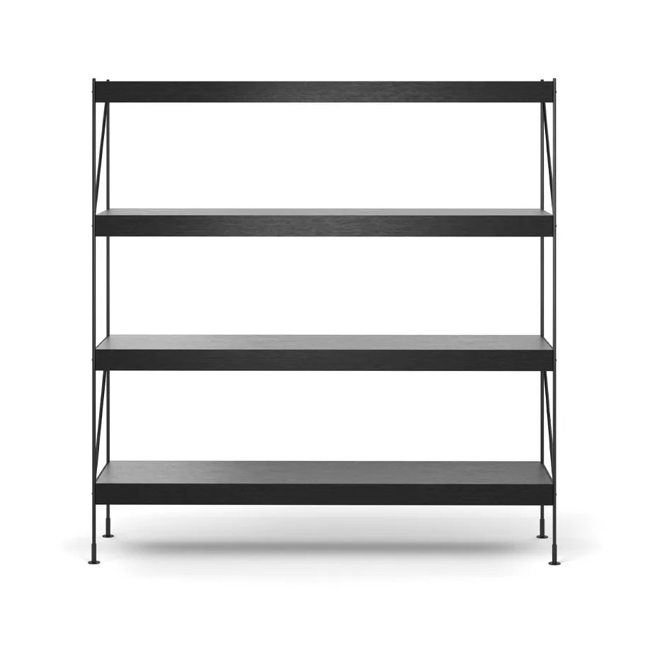 Audo Copenhagen Zet hyllyjärjestelmä Oak black stained, 1x4, black steel base