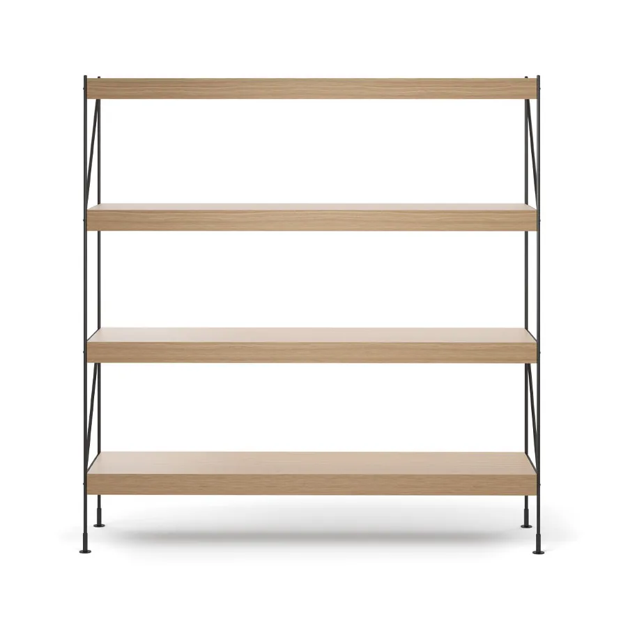 Audo Copenhagen Zet hyllyjärjestelmä Natural oak, 1x4, black steel base