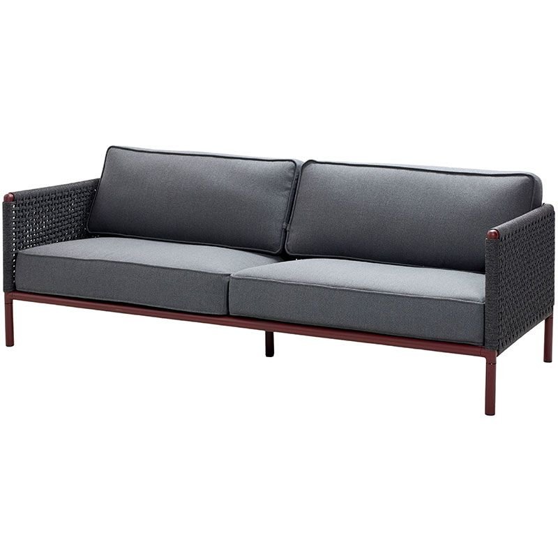 Cane-line, Encore 3-paikkainen sohva Grey / Bordeaux
