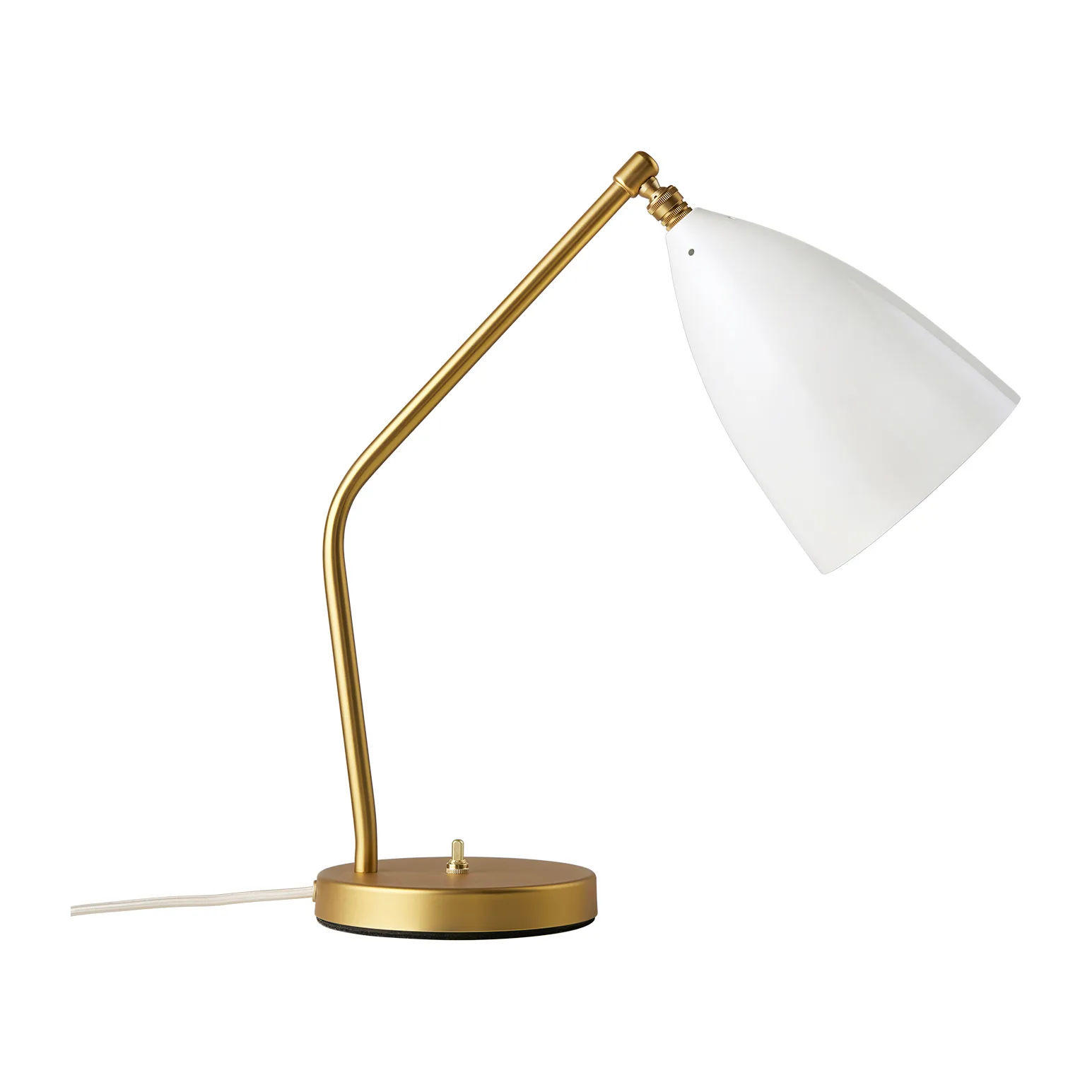 GUBI Gräshoppa pöytävalaisin kiiltävä Alabaster white-brass