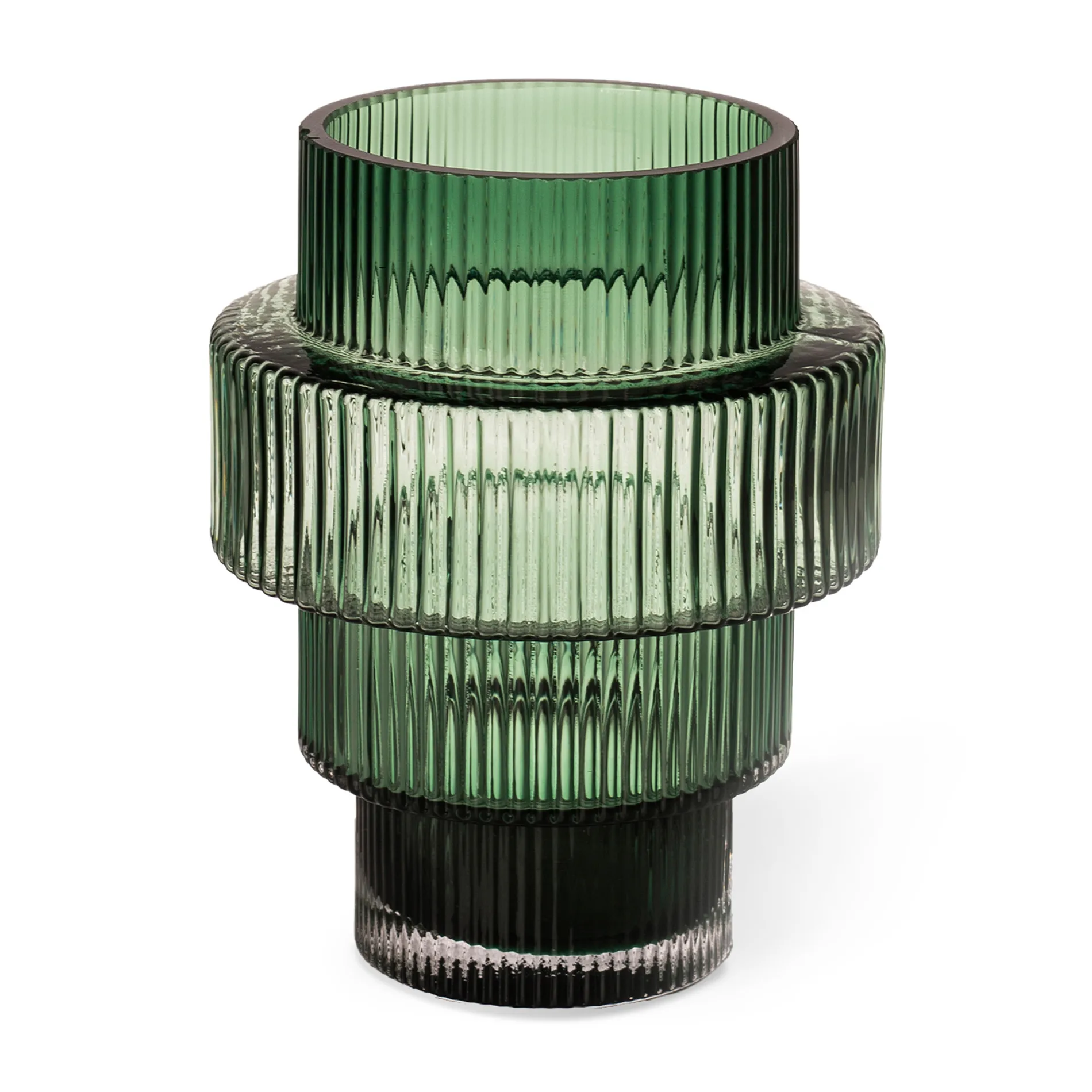 POLSPOTTEN Steps kynttilälyhty Ø 12 cm Dark green