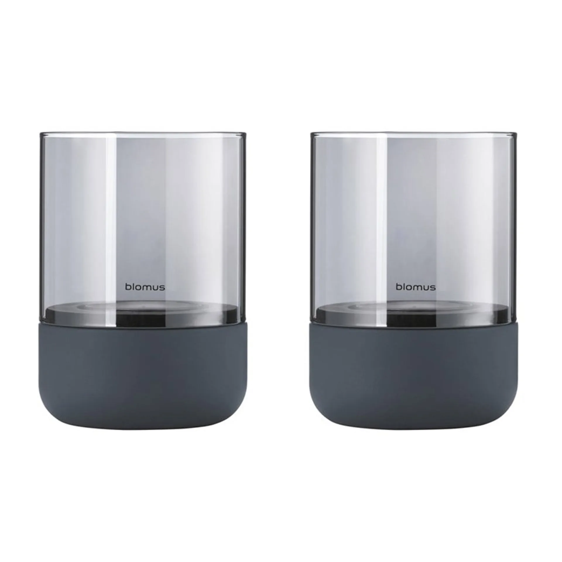blomus Calma kynttilälyhty Ø 7 cm 2-pakkaus Steel grey-smoke