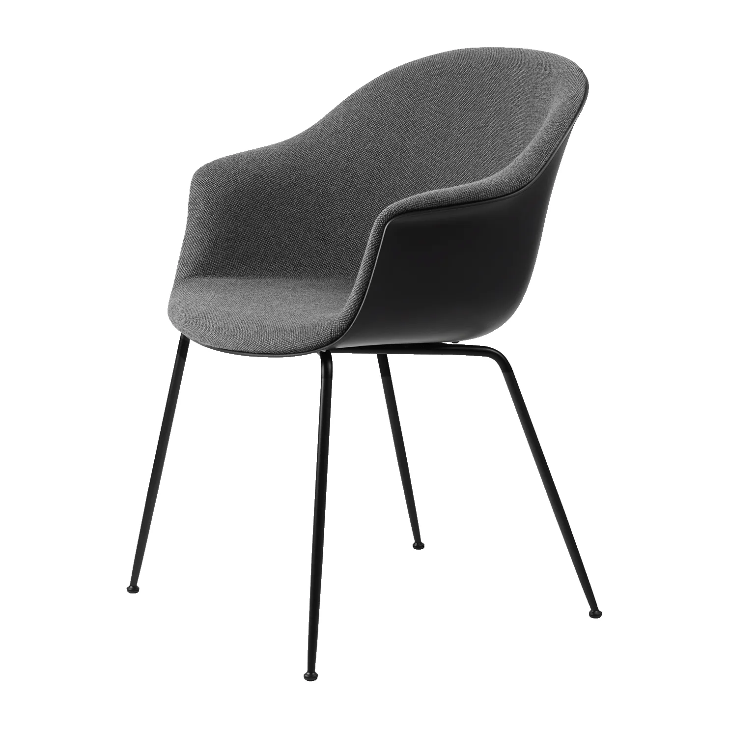 GUBI Bat Dining Chair front upholstered conic base Hallingdal 65 nro 173-black