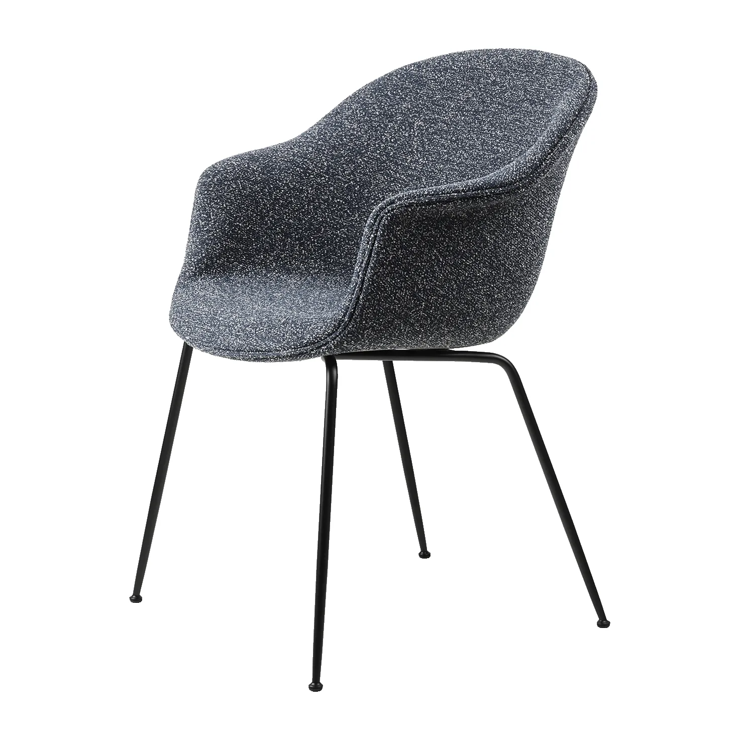 GUBI Bat Dining Chair Fully Upholstered -tuoli Around bouclé 023-black
