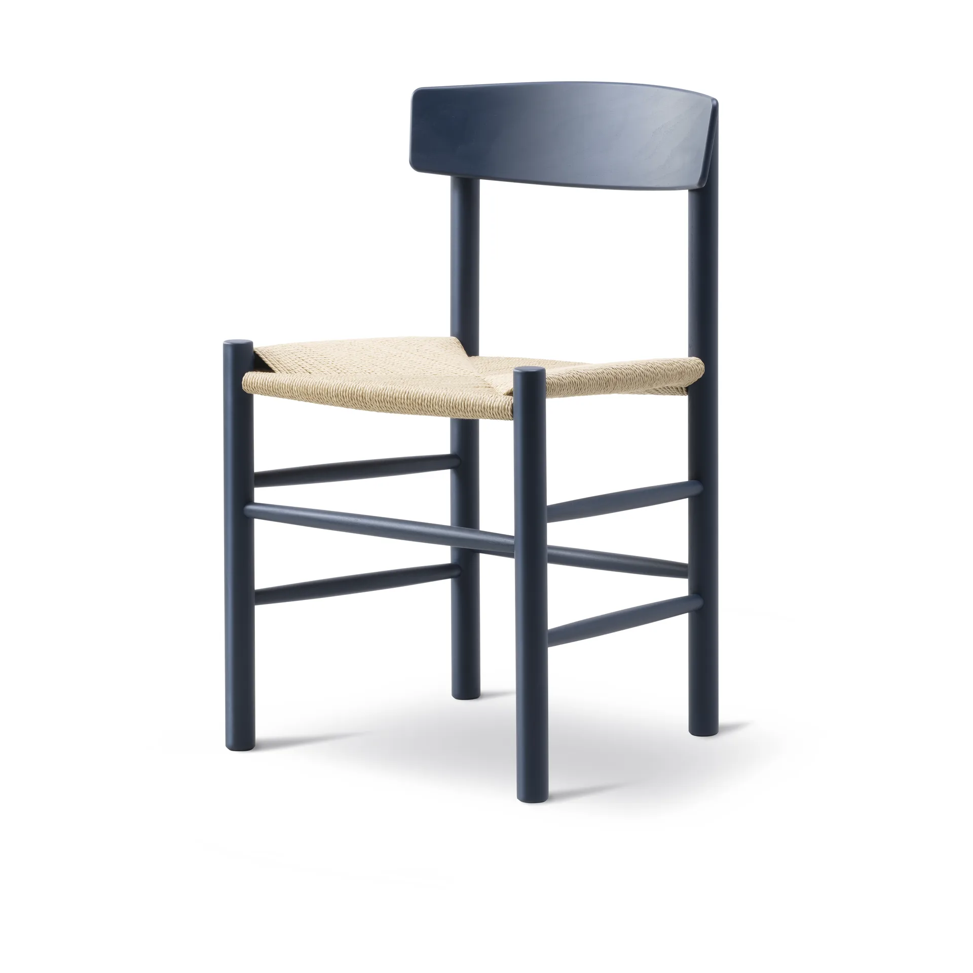 Fredericia Furniture J39-tuoli Indigo blue punottu luonnonväri