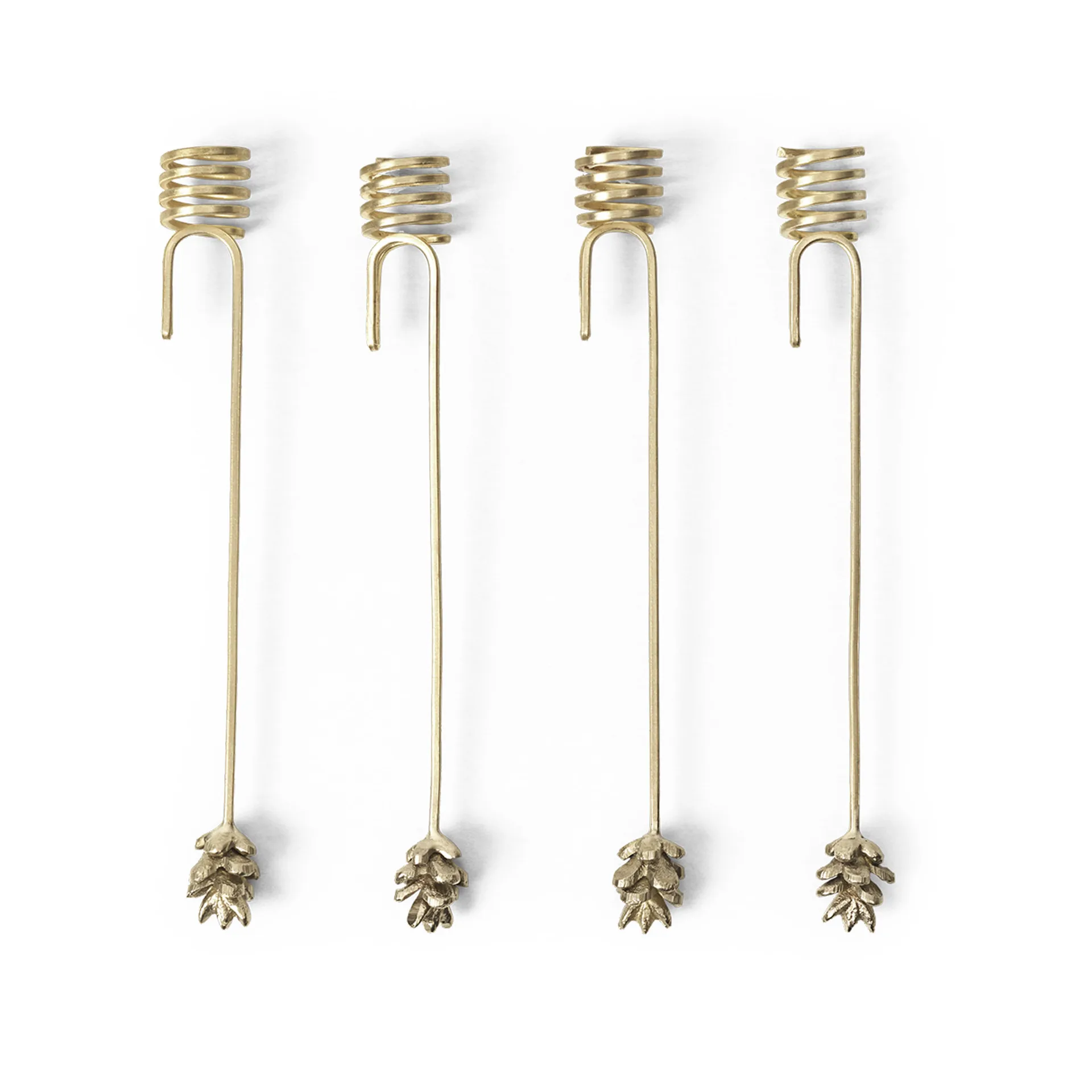 Ferm Living Forest kynttilänpidike joulukuuseen 4-pakkaus Brass
