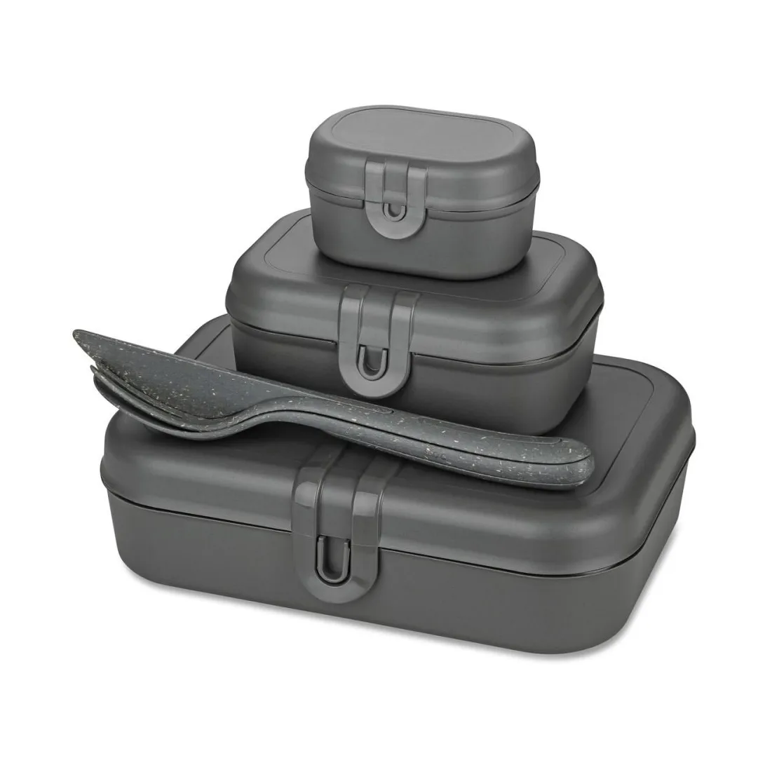 Koziol Pascal Ready Set 3 x lounasrasia ja aterimet Nature ash grey