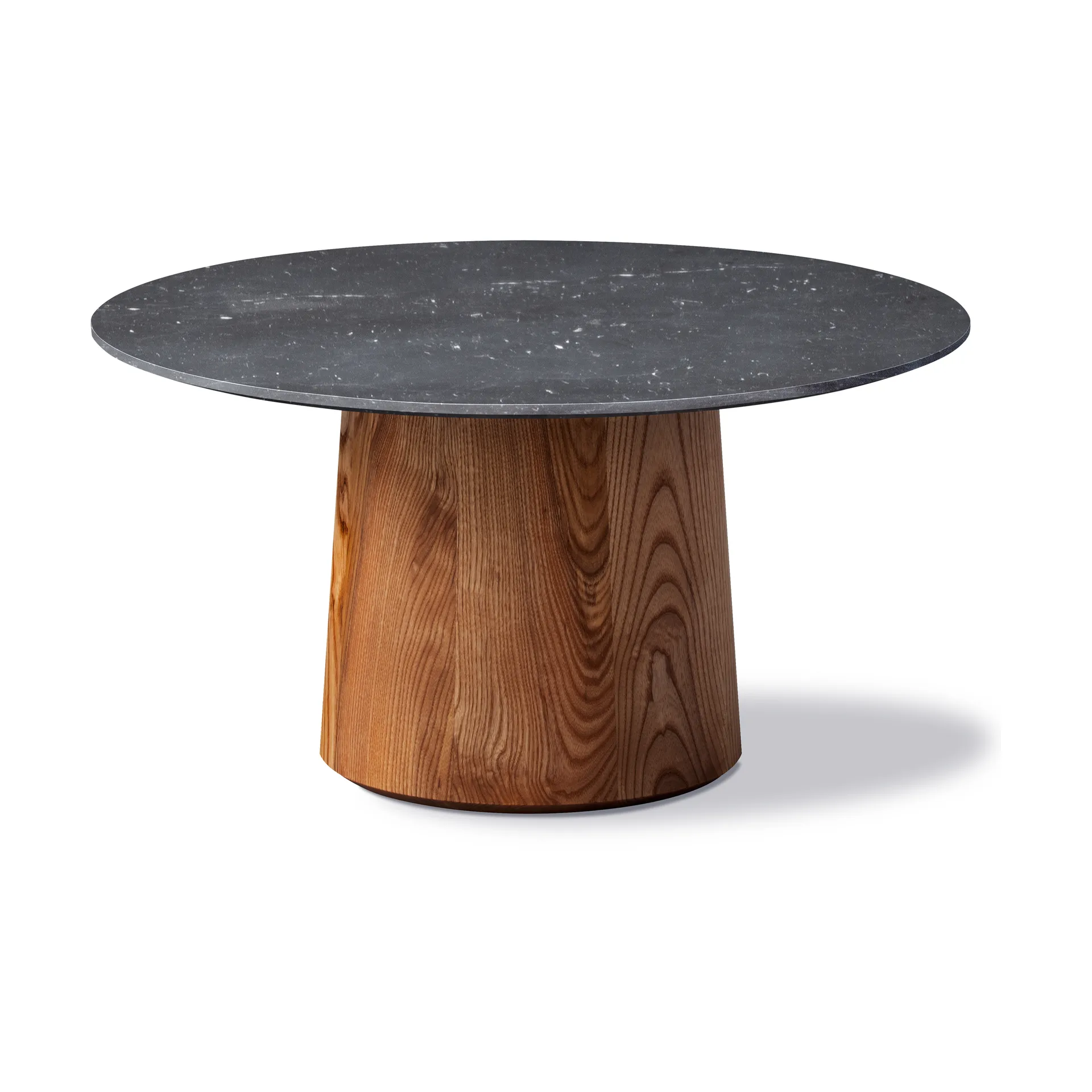 Fredericia Furniture Niveau-sohvapöytä Ø61 cm Black Marquina-ash brown stained