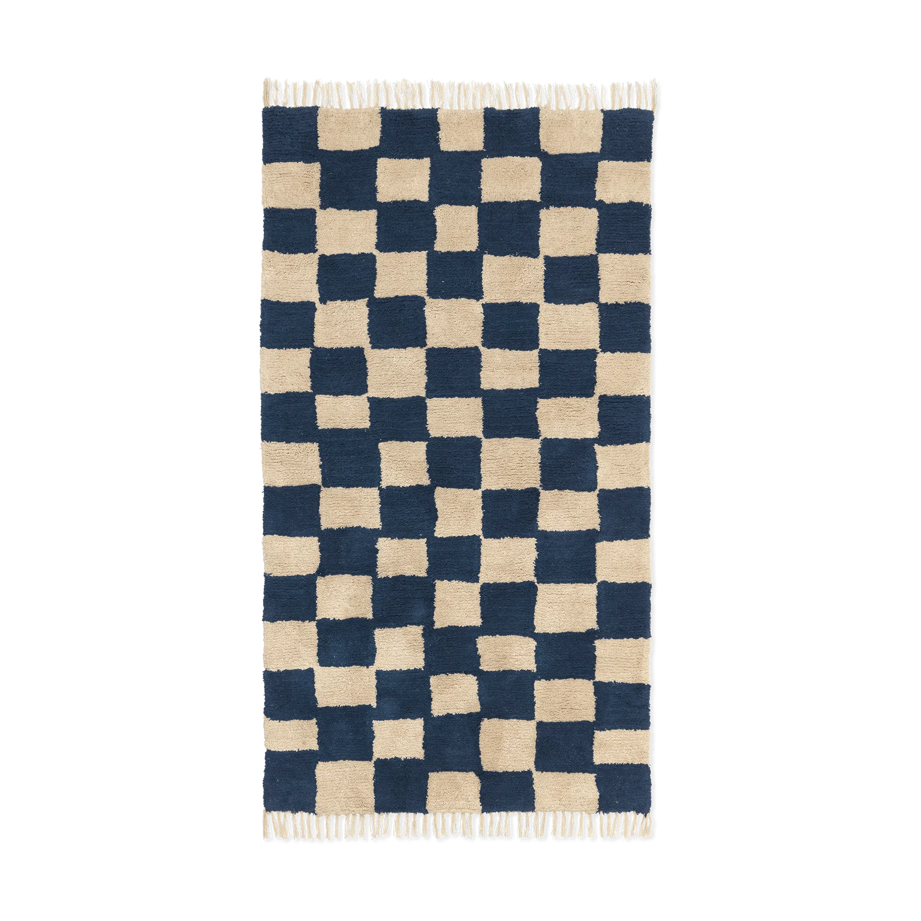 Ferm Living Mara puuvillamatto 80x150 cm Syvän sininen-Lämmin hiekka