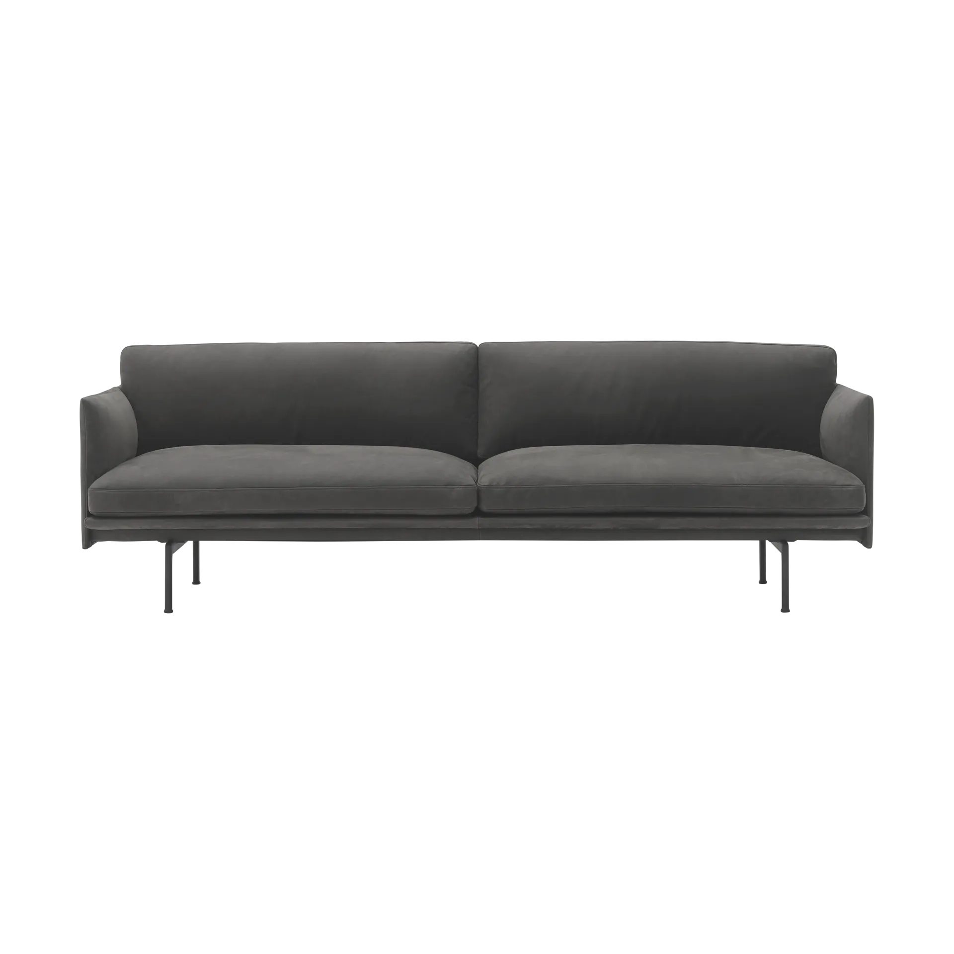 Muuto Outline 3:n istuttava nahkasohva Grace leather Camel-musta jalat