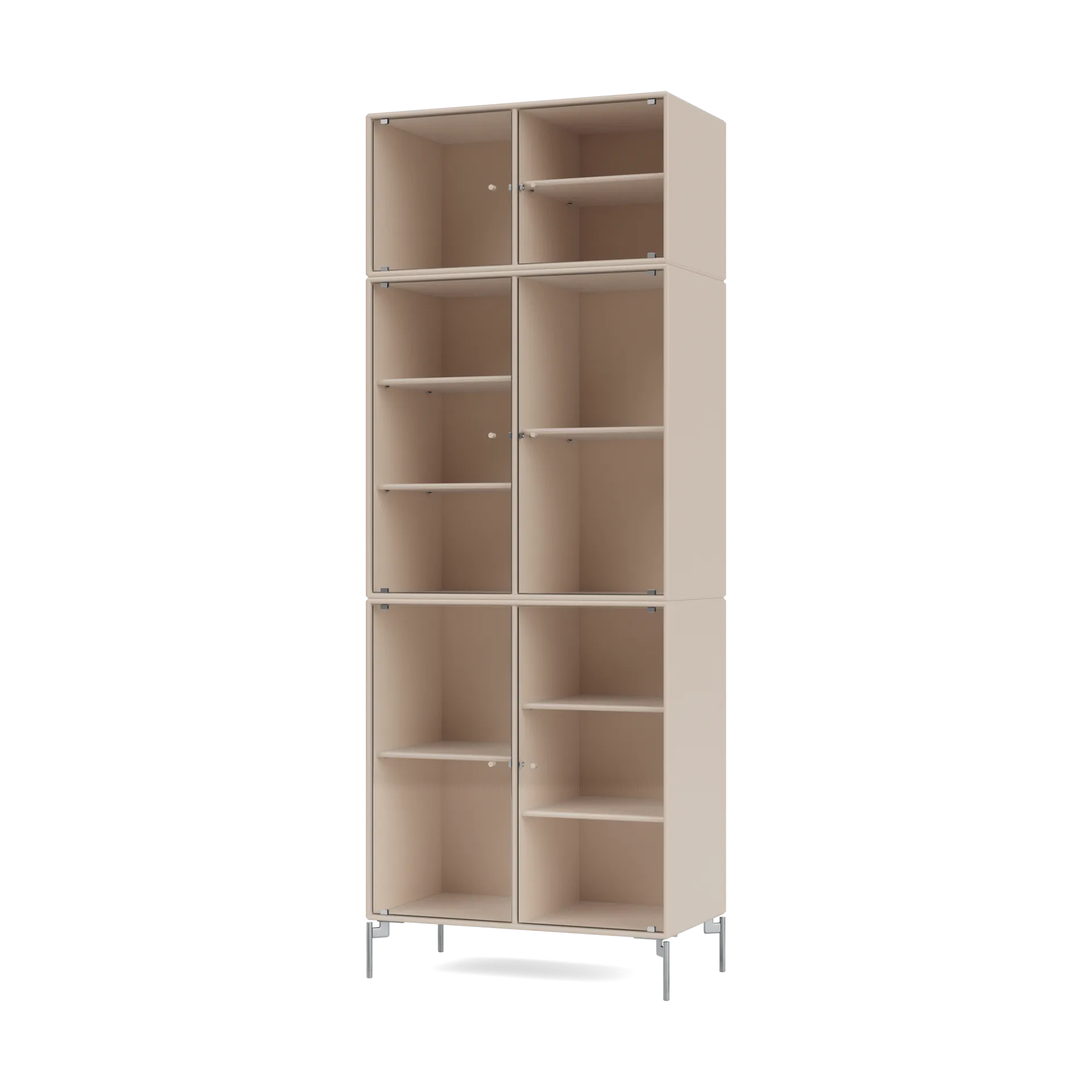 Montana Ripple IV vitriinikaappi 69,6x187,2x38 cm Clay-jalat chrome