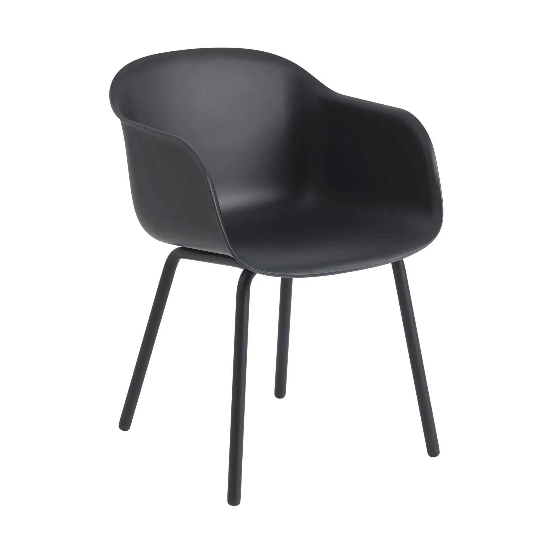 Muuto Fiber Outdoor Armchair teräsjaloilla Anthracite black (plastic)