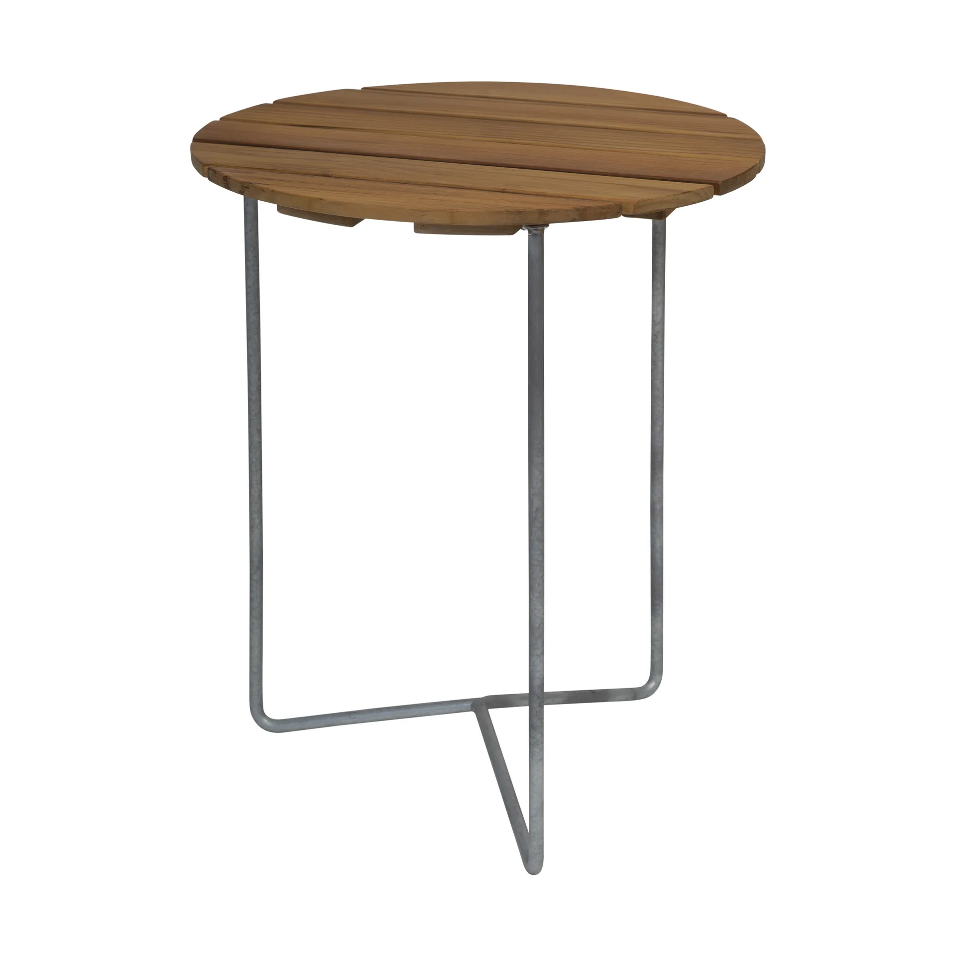 Grythyttan Stålmöbler Table 6B pöytä Käsittelemätön tiikki - galvanoidut jalat, Ø60 cm